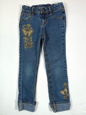 DISNEY x HANNAH MONTANA FOREVER Girls Butterfly Embroidered Jeans 6X Y2K Miley
